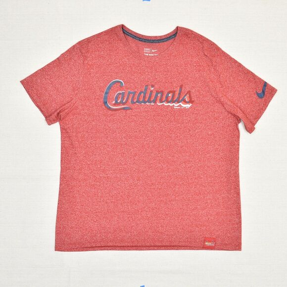 Nike Men T Shirt Short Sleeve Crew Cotton Red Size 2XL MLB Cardinals Athletic - Picture 1 of 8
